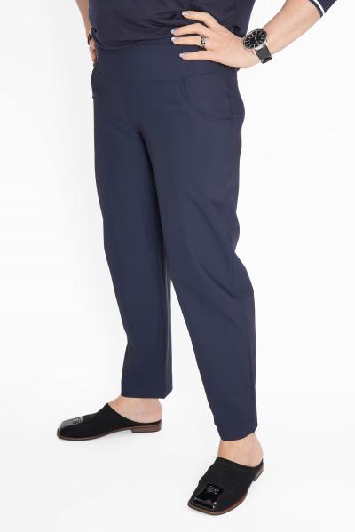 Брюки с кокеткой синий