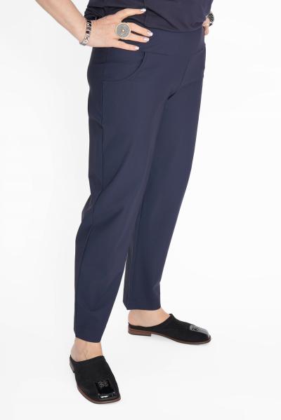 Брюки с кокеткой синий