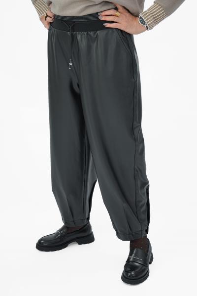 Брюки шаровары черн. экокожа