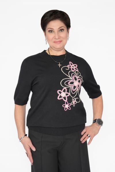 Джемпер черный вышивка цветы