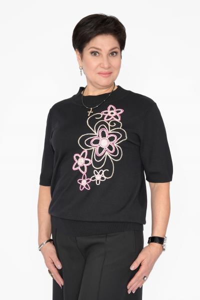 Джемпер черный вышивка цветы