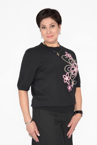 Джемпер черный вышивка цветы