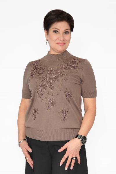 Джемпер капучино вышивка Кофты