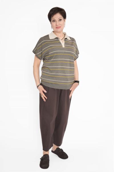 Джемпер поло хаки/крем