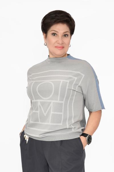 Джемпер серый/голубой