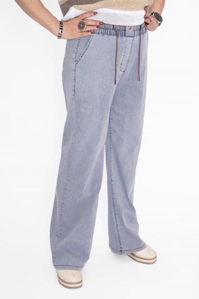 Джинсы круг.резинка голубой Брюки