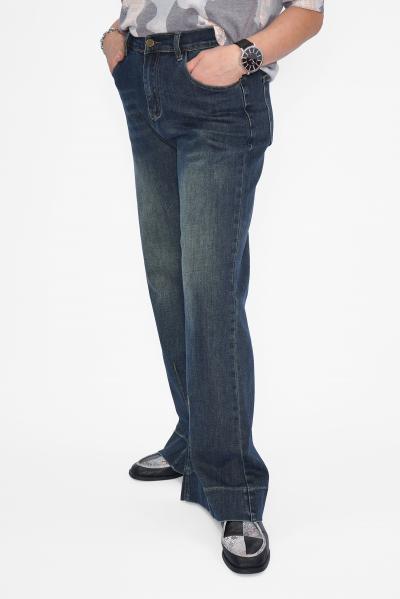 Джинсы простр. от колена т.син