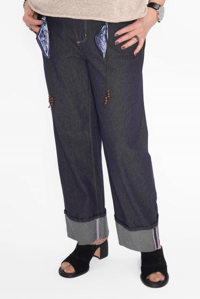 Джинсы прямые с отворотом Брюки