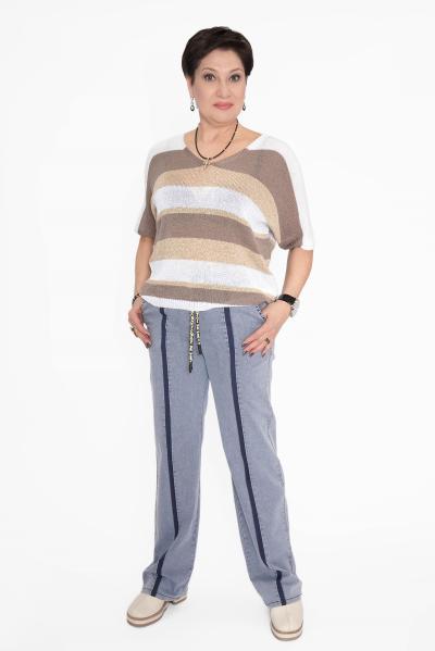 Джинсы прямые с полосой голуб.