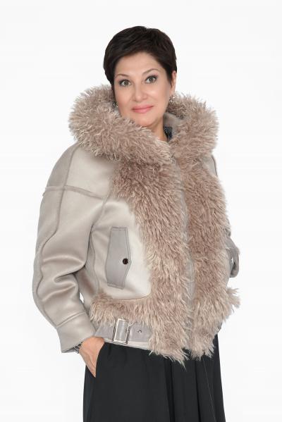 Дубленка лама беж.