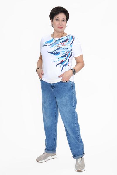 Футболка разводы бел.синий