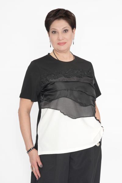 Футболка рюши черная