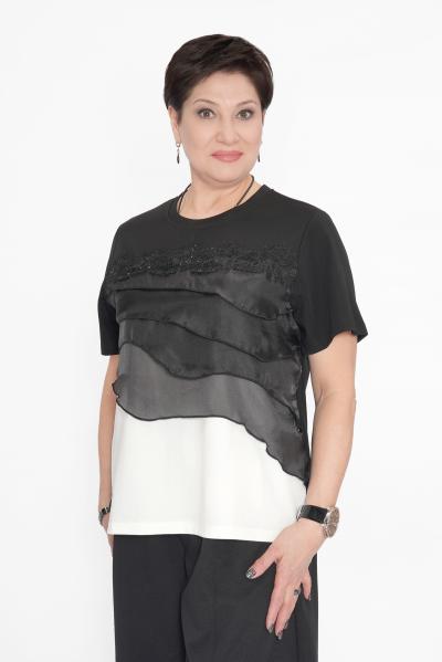 Футболка рюши черная