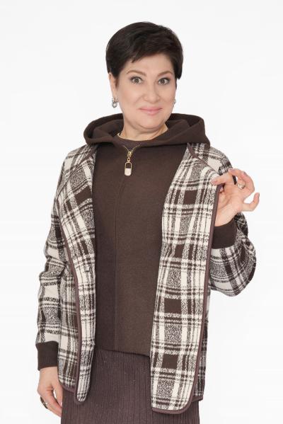 Кардиган клетка беж/кор.