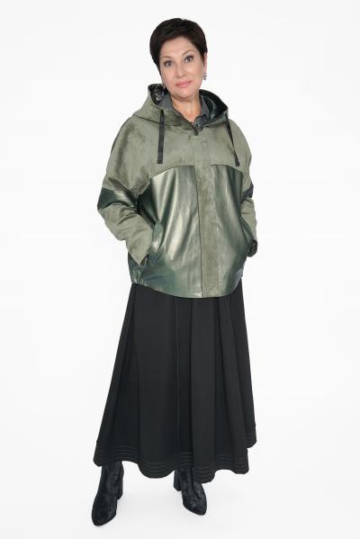 Куртка с хлястиками изумруд экокожа