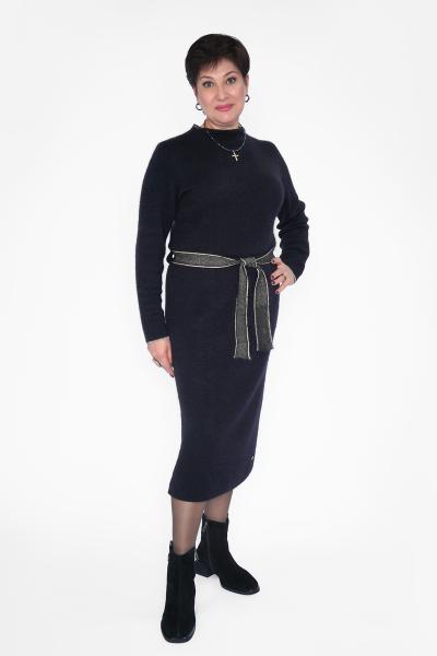 Платье меланж черное с поясом