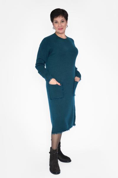 Платье зеленое накл. карманы