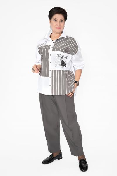 Рубашка белая сер. полоска