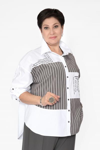 Рубашка белая сер. полоска