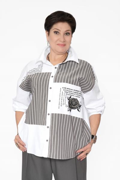 Рубашка белая сер. полоска