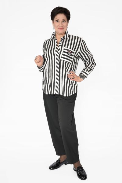 Рубашка черн/беж полоска карман