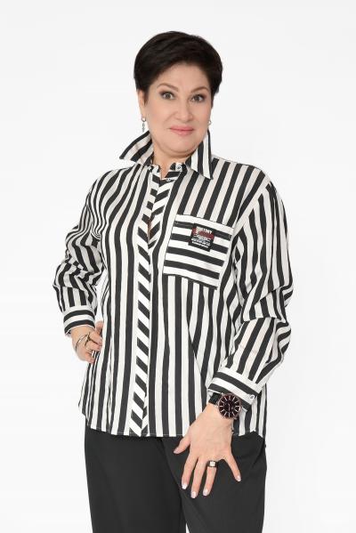 Рубашка черн/беж полоска карман 2025Г.