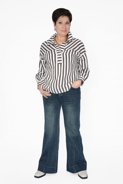 Рубашка кофе/бел. полоска