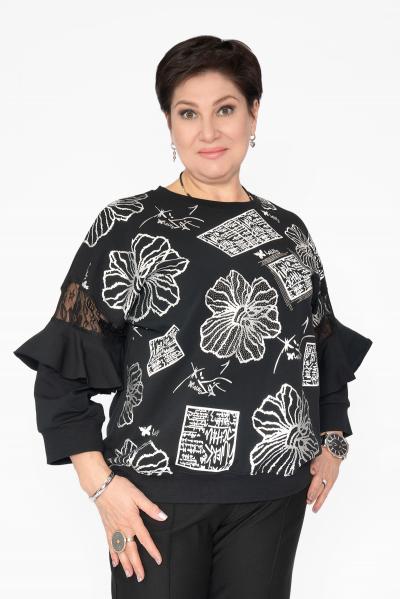 Свитшот черн, рукав гипюр