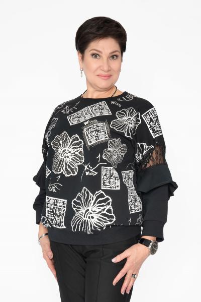 Свитшот черн, рукав гипюр