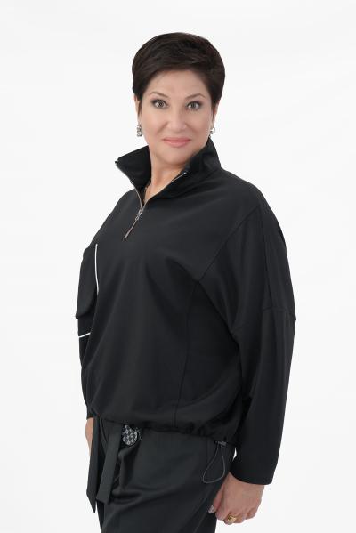 Свитшот черный белый кант