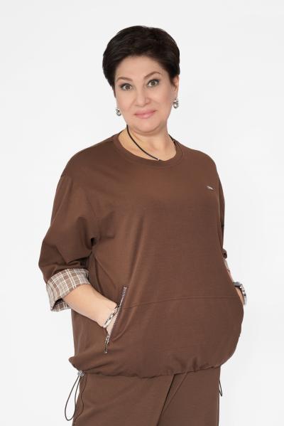 Туника шоколад манжет клетка Кофты