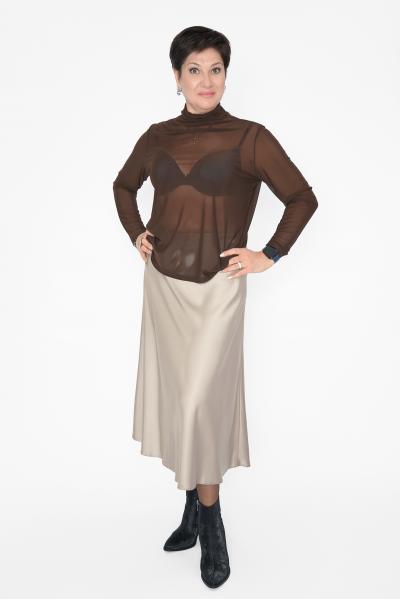 Юбка атлас молочная миди