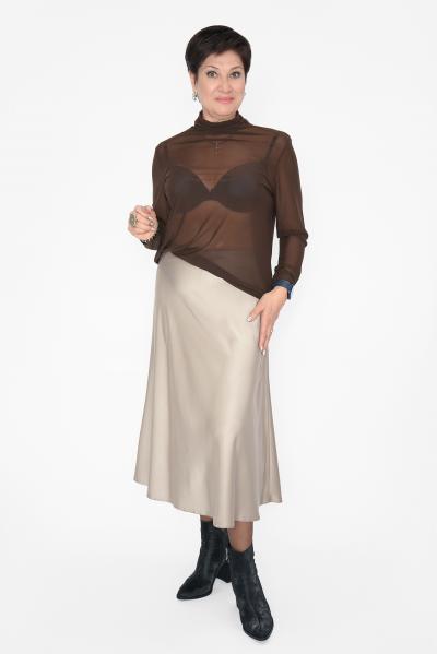 Юбка атлас молочная миди