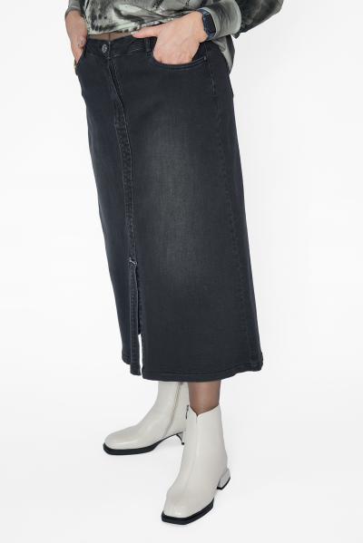 Юбка черная джинса шлица