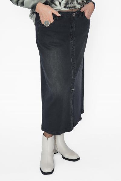Юбка черная джинса шлица