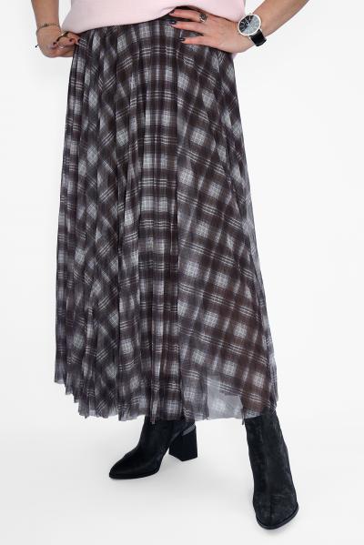 Юбка плиссе клетка коричневая